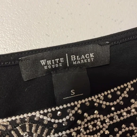 White House black market top, jeweled neckline, black, small - Picture 6 of 8